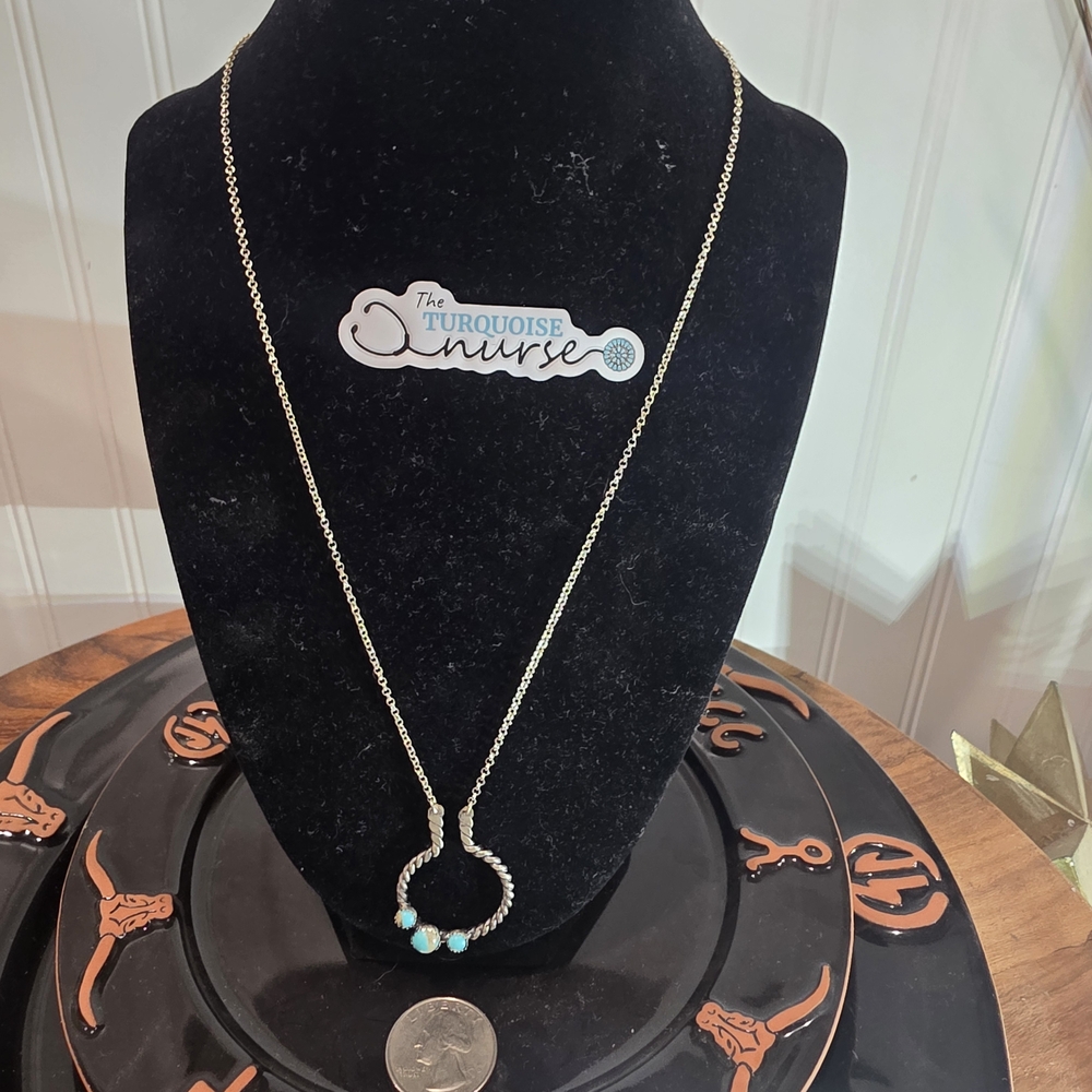 Silver Pendant Necklace in Turquoise